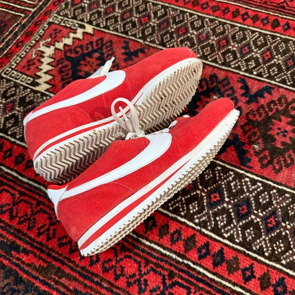 Nike Red & White Suede Cortez Sneakers | Classic Retro Style - Picture 1 of 5